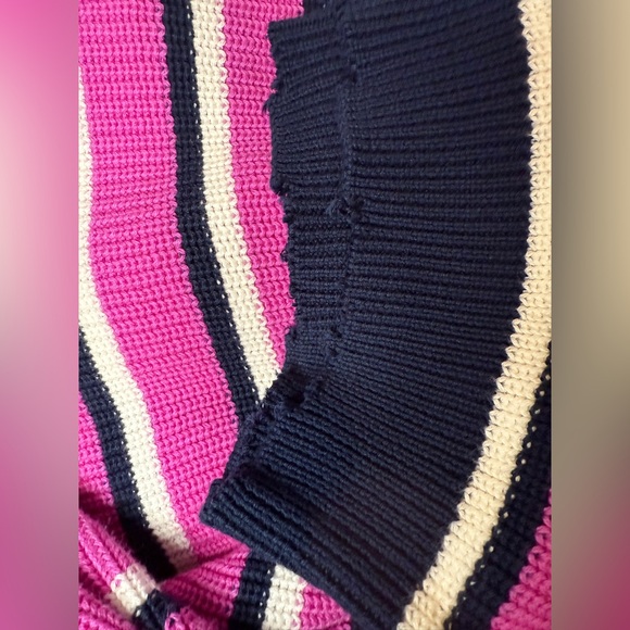 525 America Pink and Navy Striped Hooded Sweater - Picture 5 of 9